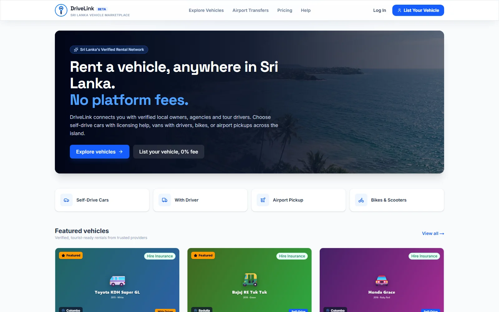 DriveLink vehicle rental marketplace