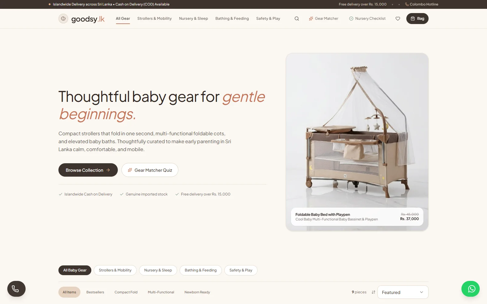 Goodsy's actual online storefront and product selection experience
