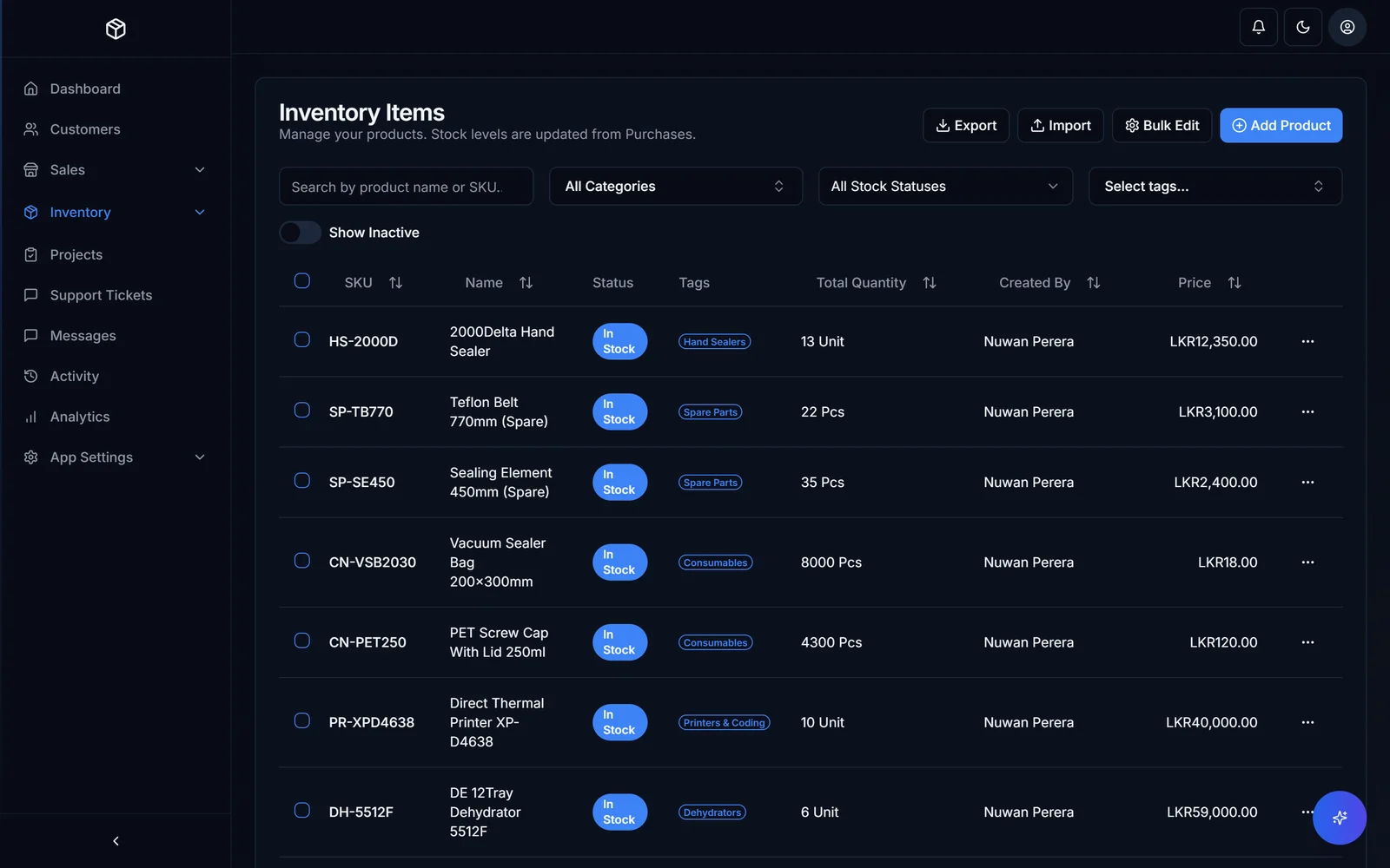 HascoMax inventory register